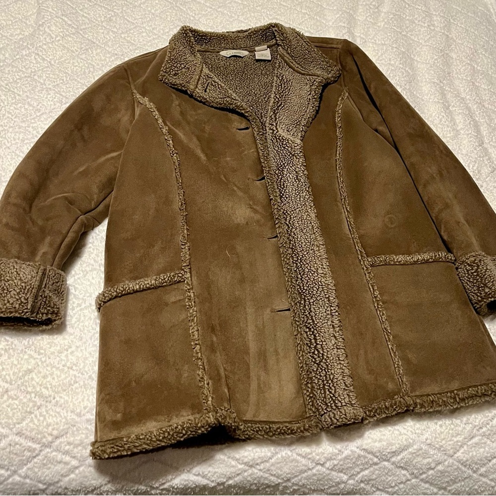 L. L. Bean faux suede Sherpa lined jacket women’s Large
